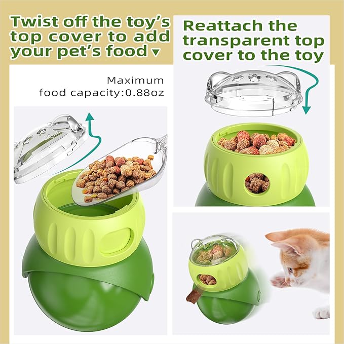 KADTC Wobble Treat Dispenser Ball for Indoor Cat & Tiny/Small Dog Enrichment Toy Interactive Slow Feeder, Kitten Stimulating Balls, Puppy Puzzle Toys
