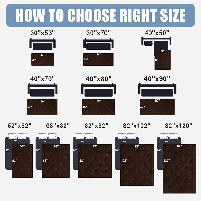 Smiry Waterproof Dog Bed Cover Blanket 40x70, Soft Reversible Pet Blanket, Washable Leakproof Cats Dogs Couch Cover for Sofa, Couch, Furniture, Chocolate/Chocolate