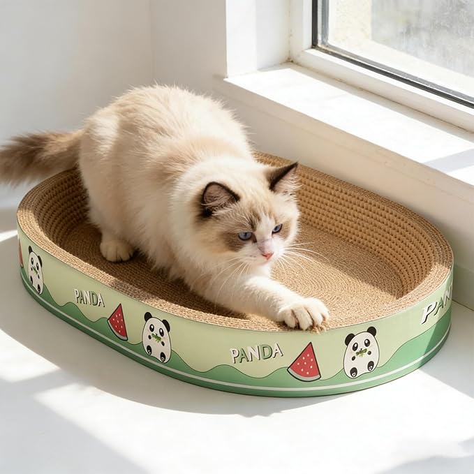Cat Scratcher Bed - Cat Scratch Pad, Round Scratch Board with Ergonomic Curve Design, Cardboard Cats Scratcher with Natural Chewable Material, Pet Furniture Lounge Style, Indoor Home Floors Use