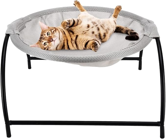 Fdit Cat Hammock Breathable Mesh Bed Rectangular Black