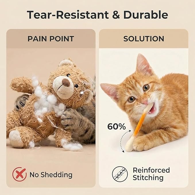 Cotton Swabs Cat Toys with Catnip, Giant Kitten Chew Sticks, Durable Dental Teething Ropes, Indoor Boredom & Dental Care, Pet Play Gift Accessories 6 Pack(Beige)