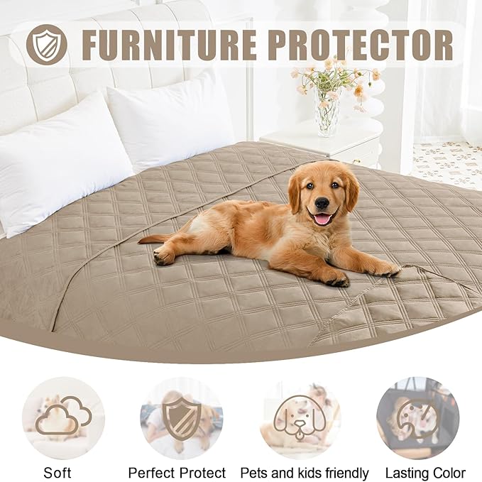 Smiry Waterproof Dog Bed Cover Blanket 40x70, Soft Reversible Pet Blanket, Washable Leakproof Cats Dogs Couch Cover for Sofa, Couch, Furniture, Taupe/Taupe