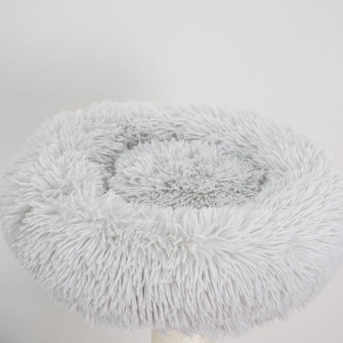 Petpals Medium Size Cat Tower with Replaceable Sisal Scratching Posts, Cat Head Shaped Sisal Scratching Pad and 2 Platform Shag Faux Fur View Perchs, for Indoor Cats, Light Grey (Light Grey)