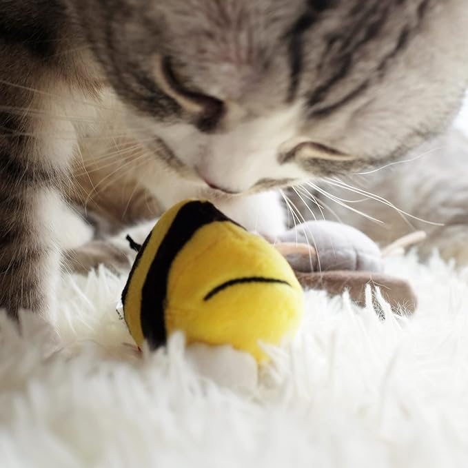 Gigwi Interactive Squeaking Cat Toy，Chirpy Bee Sound Toy for Cats，Melody Chaser Play Squeak Kitten Toys for Boredom