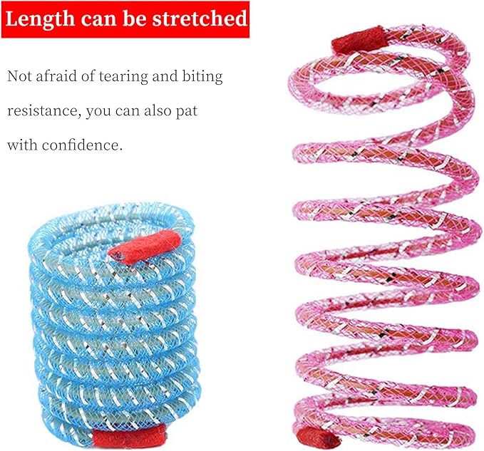 WishLotus Spring Cat Toys - 20pcs Colorful Cat Spring & Tube Toys with Telescopic Mesh Pole for Kitten Chew & Jumping Playtime