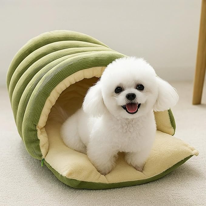 Washable Enclosed Cats House with Removable Cover Soft Plush Bed for Stress Relief Antislip Base Indoor Pet Furniture Detachable Pet Bed Cover