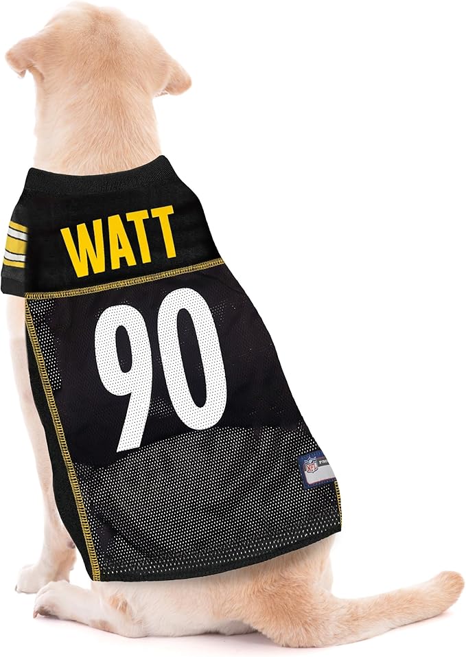 NFLPA TJ WATT PET Jersey, NFL Dog Shirt, Size Large, Pittsburgh Steelers Mesh Jersey for Dogs