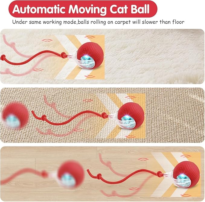 360°Interactive Rolling Cat Ball - Automatic Chew Toy for Active Cats & Small Dogs, Smart Fast Rolling Pet Toy