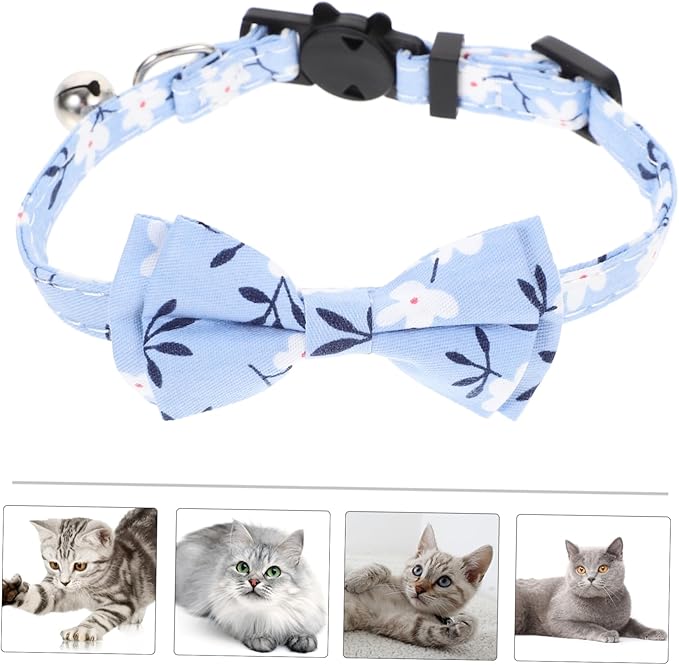 Beaupretty Cat Collar with Bowtie and Bell Cute Cat Collar for Kittens Portable Design for Comfort for Parties and Everyday Use Floral Pattern