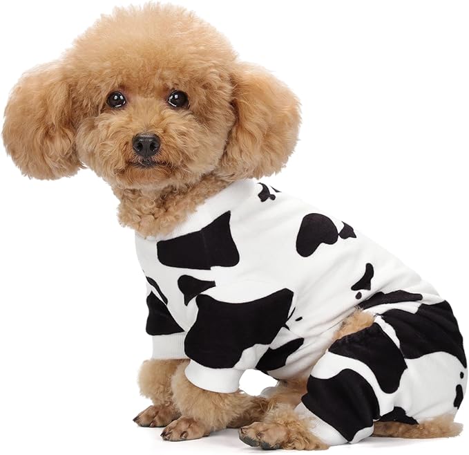 Adorable Cow Print Dog Pajamas – Lightweight, Cozy Four-Legged Outfit for Small to Large Dogs and Cats, Soft and Snuggly Pet Wear for Everyday Comfort and Cuteness.M