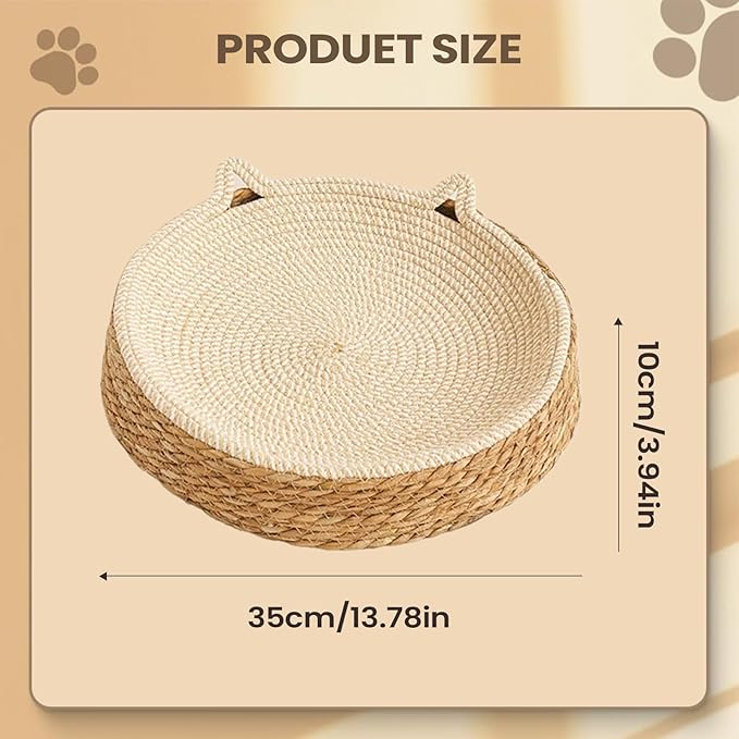 Cat Scratching Board, Breathable Woven Design with Kitten Ear Shape, Cotton Rope Bed for Play, Exercise, Enrichment, Nail Trimming, Paws Care, Indoor Cat Activity, Furniture Protection, Safe and Fun