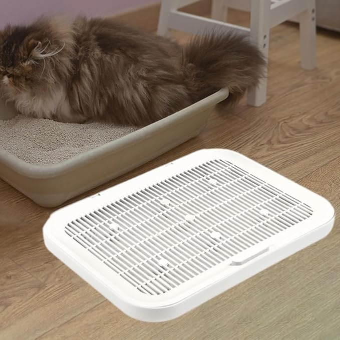HouseVibe Cat Litter Mat with Double Layer Design, Litter Trapping Floor Mat for Cats, 15.75x11.81 Inch Reusable Waterproof Scatter Control Pad for Pet Supplies- Beige