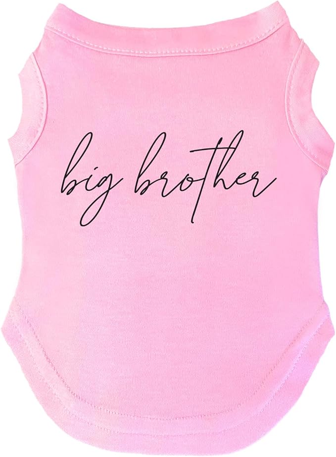 Big Brother Boho Gender Reveal/Baby Announcement Dog Tee Shirt | Sleeveless | Sizes for Puppies, Toys and Large Breeds (Baby Pink, Small 774)