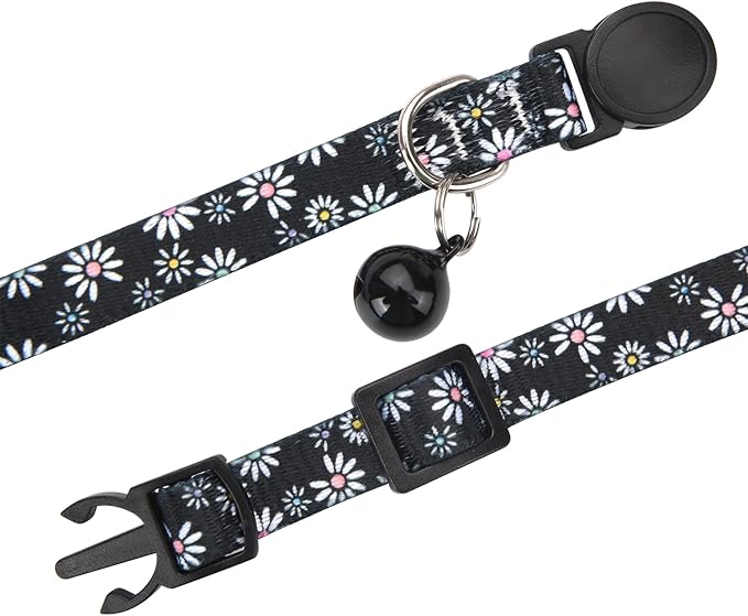 MarukoPet Cat Collar Breakaway with Bells, 3 Pack Girl Boy Pet Cat Collar with Bohemia Floral Tribal Geometric Patterns, Adjustable 7.5-12 Inch, with Safety Buckle for Kitten Cat(Set D)