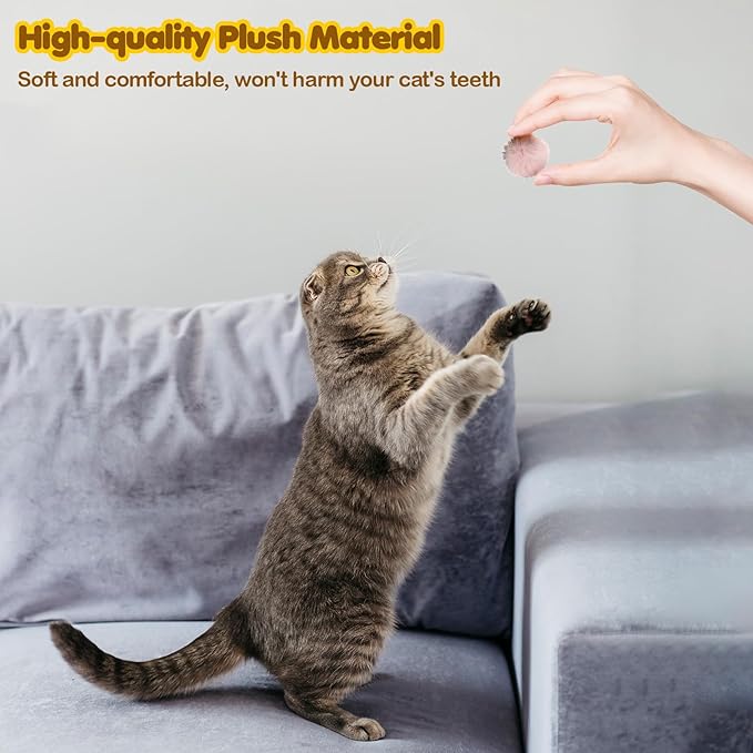 20 PCS Fuzzy Balls for Cats, 1.2 Inch Cat Toy Ball, Soft Fluffy Cat Pom Pom Balls, Artificial Faux Fur Puff Ball for Kitten Interactive Playing Exercising Chasing Indoor