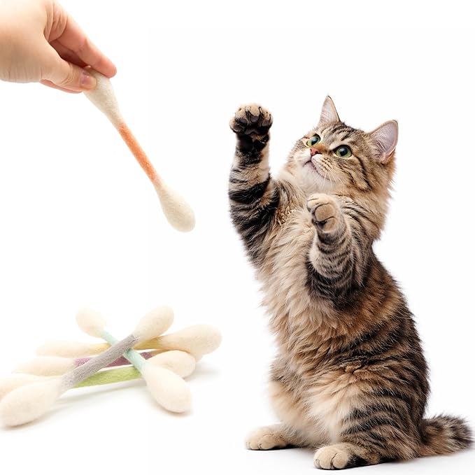 Glaciart One Swabs Cat Toys with Catnip - 6 Pk | Durable for Chew, Cute Cat Toys Interactive Kitty for Boredom, Exercise, & Play | Filled w/Organic Catnip for Anxiety & as Digestive Aid | Gift Idea