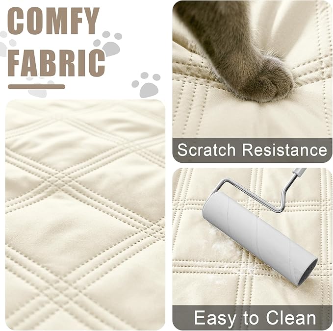 Smiry Waterproof Dog Bed Cover Blanket 40x50, Soft Reversible Pet Blanket, Washable Leakproof Cats Dogs Couch Cover for Sofa, Couch, Furniture, Beige/Beige