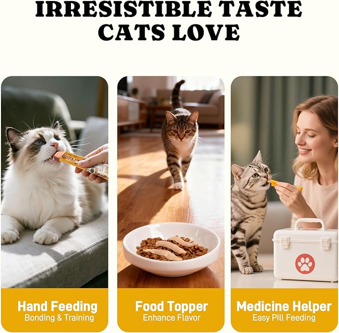 Lickable Cat Treats, High Moisture Hydrating Creamy Puree Squeeze Tubes, Variety Pack, 48 Tubes 0.5oz, Grain-Free, Omega Oils & Vitamin E, Skin & Coat Health, Digestive and Immune Support