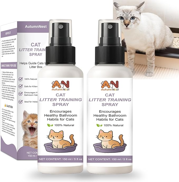 Cat Litter Training Spray, 2 Pack (300ml Total) – 150ml Each Natural Attractant for Cats & Kittens – Helps Guide Proper Litter Box Use – Indoor Toilet & Litter Box Training Aid