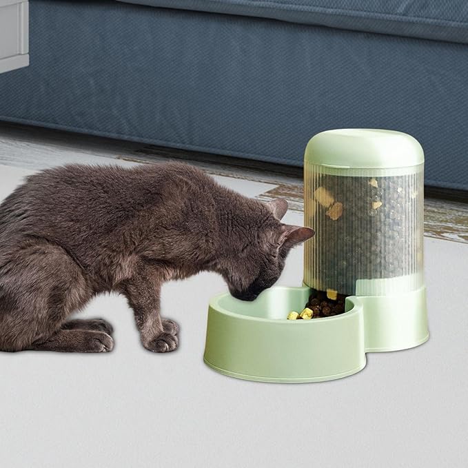 2.1L Capacity Automatic Pet Feeder Food Bowls Nonslip Bases Water Drinking Food Dispenser Feeding Station for Bunny Dogs Cats Kitten, Snack Feeder