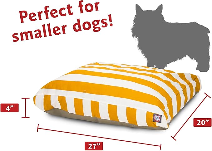 Majestic Pet Shredded Memory Foam Dog Bed Small with Removable Washable Cover – Rectangle Orthopedic Dog Bed–Durable Dog Crate Bed-Flat Dog Bed for Senior Dogs - (27x20) S - Links - Yellow