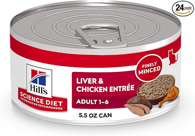 Hill's Science Diet Adult 1-6 Wet Cat Food, Liver & Chicken, 5.5 oz. Cans, 24-Pack