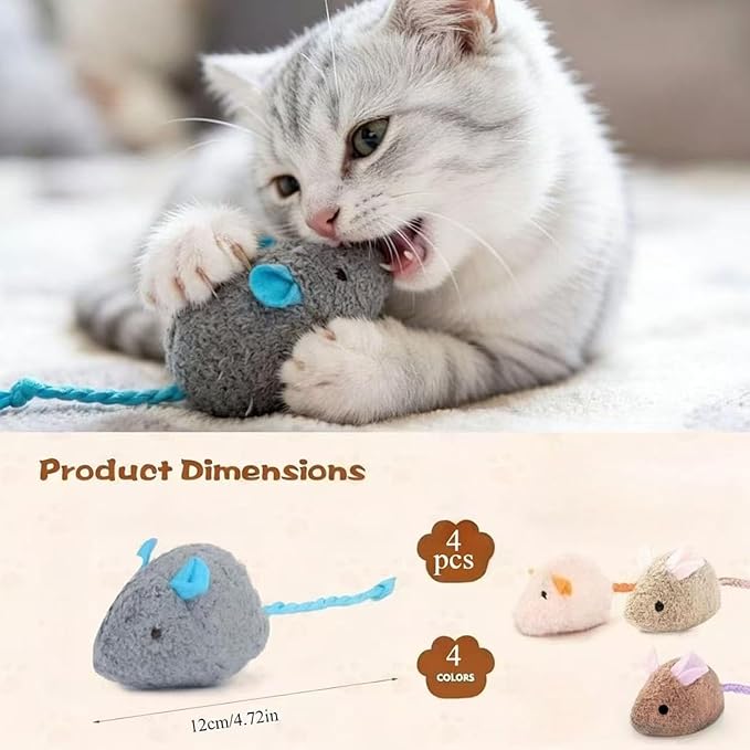 8 Pack Cat Toys Fluffy Mouse-Shaped Toys Colorful Plush Soft Cat Plush Toys with Mint Flavor for Cats Highly Realistic Interactive Cat Toys Available in 8Different Colors