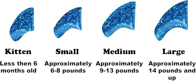 6 Month Supply Soft Nail Caps for Cats Blue Glitter Kitten - Extra Adhesives