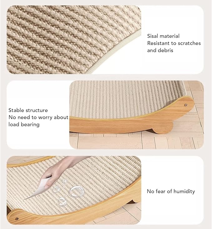 Cat Hammock Chair Scratch Cat Scratching Hammock Wooden Cat Rest Lounge Bed Portable Beach Chair Cat Hammock Furniture Protector Cat Scratcher Bed for Home (Large)
