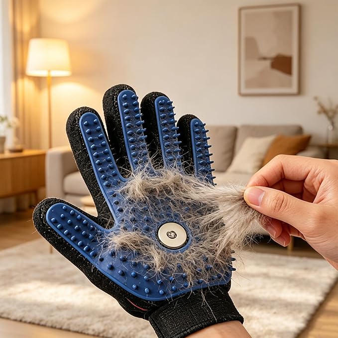 Pet Hair Management Glove with Built-in Spray - Steam Cat Glove, Dual-Sided Design,Reusable & Lightweight, Suitable for Cats, Dogs, Furniture, Car Seats, and More