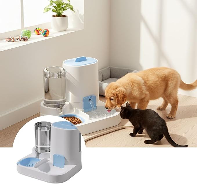 Automatic Pet Feeder and Water Dispenser for Cats and Dogs with Large Capacity Food Water Station