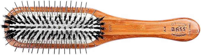 Bass Brushes Rectangle Boar Pet Brush with Bamboo Wood Handle