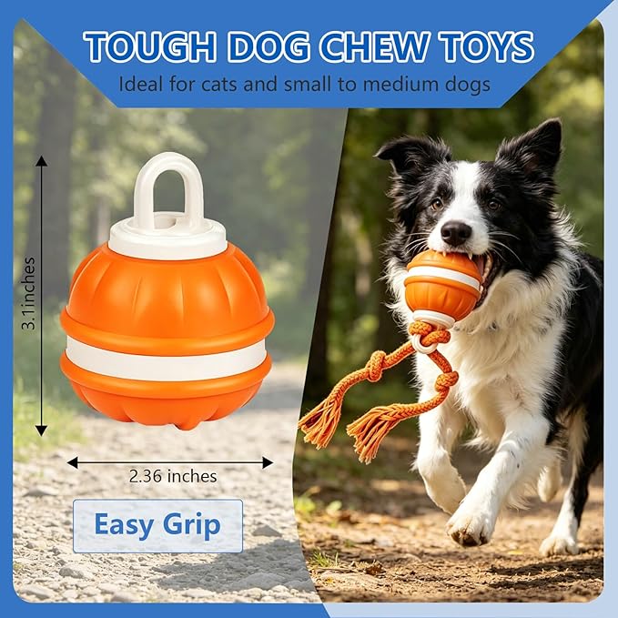 Interactive Dog Ball, 360° Self-Moving Dog Toy with LED Lights & Squeaker, Automatic Fetch Toy for Boredom & Training, USB-C Rechargeable Smart Pet Toy for Small Medium Dogs & Cats