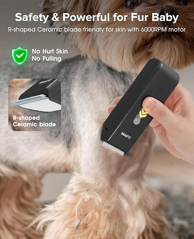 Upgrade Home Professional Dog Grooming Kit Clipper for Matted & Long Hair, Cordless Pet Shaver Low Noise USB Rechargeable for Cats, Small&Medium Dogs, Handy Pet Hair Grooming Trimmer, Black