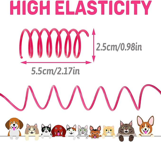 Cat Spring Toys, 60 Pack Colorful Cat Toy Springs, Interactive Spring Toys for Indoor Cats, Self Play Hunting Cat Toys