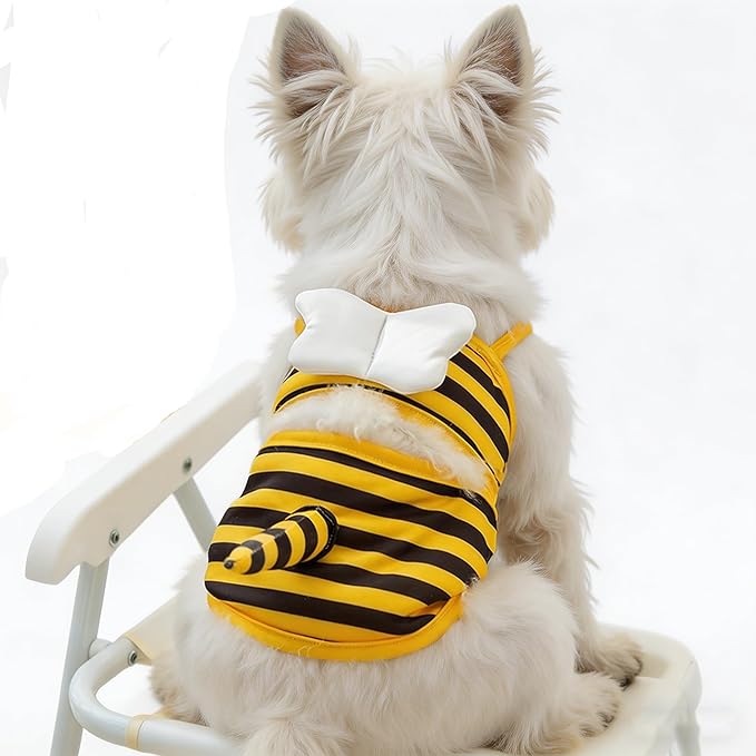 Funny Doggie Swimwear Bikini Summer Dog Clothes Beach Swimsuit Puppy Bathing Suit Puppy Vest Cooling Pet Shirt for Small Dogs, Cat Apparel (Small, Yellow Bee)