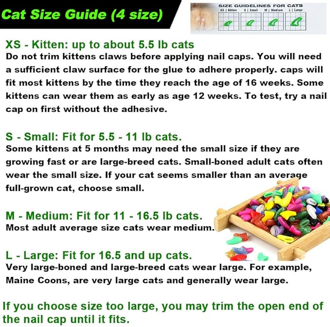 VICTHY 100pcs Cat Nail Caps with Clipper Set, Pet Cat Nail Clipper Cat Nail Covers for Cat with Adhesive and Applicators Size Large (5 Colors)