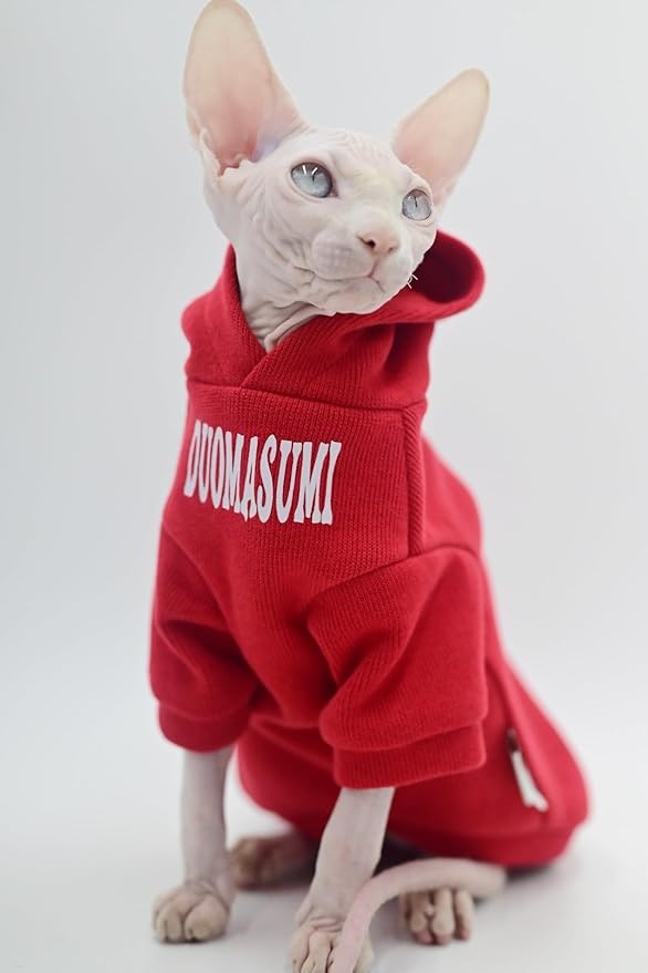 Sphynx Cat Apparel Kitty Clothes Autumn and Winter Hairless Cat Outfits Bald Cat Clothes for Devon Rex Cats, Cornish Cats (X-Small)