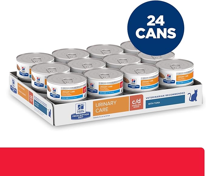 Hill's Prescription Diet c/d Multicare Stress Urinary Care Wet Cat Food, Tuna, 5.5 oz. Cans, 24-Pack