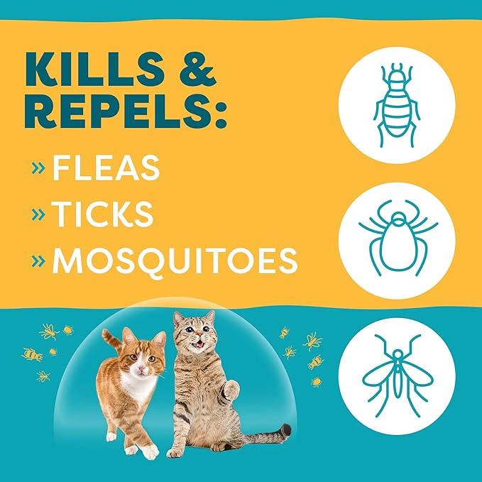 Only Natural Pet Flea and Tick Prevention for Cats - EasyDefense Flea Remedy - Natural Flea Treatment Control Squeeze-On Drops - Tick and Flea Protection - Three Months Supply (Single)