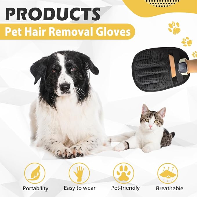 Pet Hair Removal Glove, Upgraded Five-Finger Electrostatic Magic Brush Pet Hair Remover, Reusable Cat & Dog Hair Remover for Couch, Furniture (2PCS)