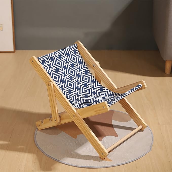 TITA-DONG Cat Hammock Bed, Elevated Cat Bed with Durable Sisal Scratcher, Durable and Non Shedding Sisal Scratcher, Wood Cat Chair Cat Furniture of Mini Beach Chair for Pet Cat(Canvas)