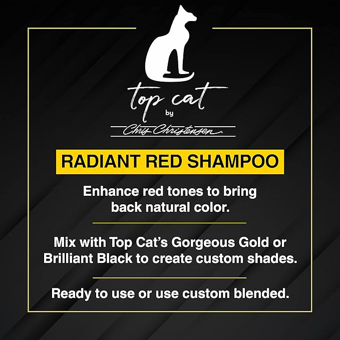 Chris Christensen Top Cat Radiant Red Shampoo for Cats, Groom Like a Professional, Enhances Red Tones, Great for All Coat Types, Made in USA, 32 oz