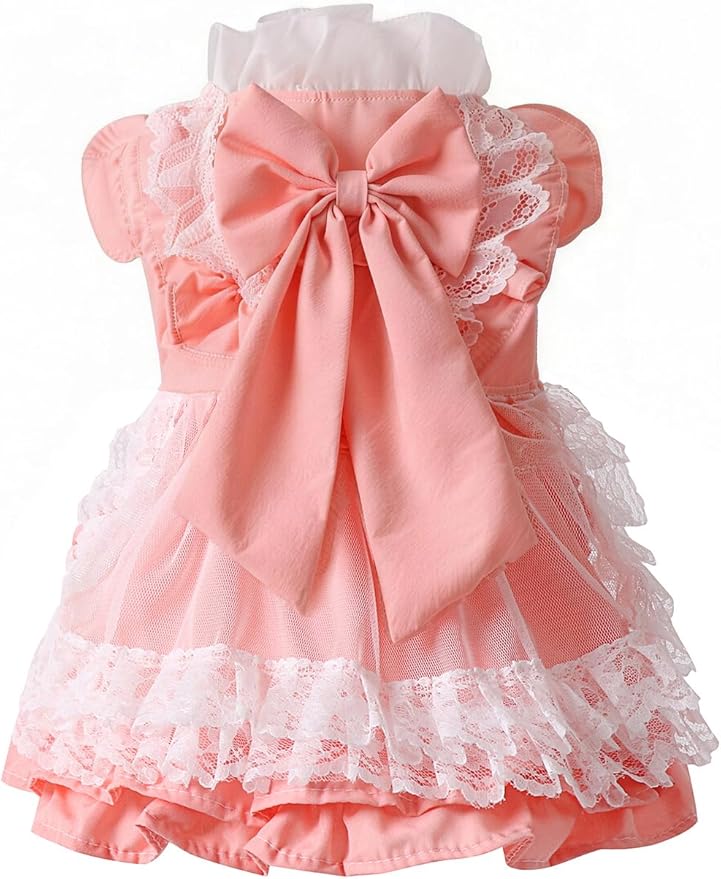 Angrypet Valentine's Day Cats and Dogs Pet Dresses Spring Summer Pets Clothes Small Puppy Tutu Outfits Pink Small
