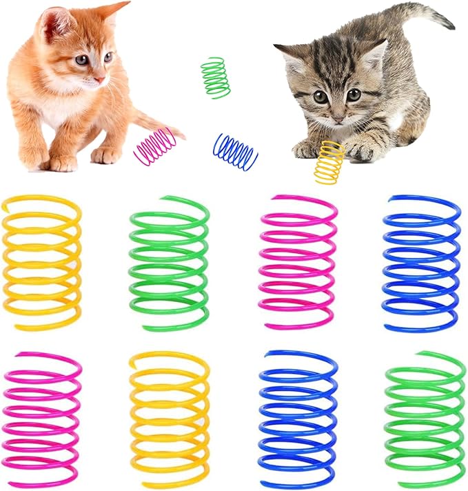 ISMARTEN Cat Spring Toy (30 Pack), Cat Kittens Toys Plastic Coil Spiral Springs for Swatting, Biting, Hunting, and Active Healthy Play (Random Color)