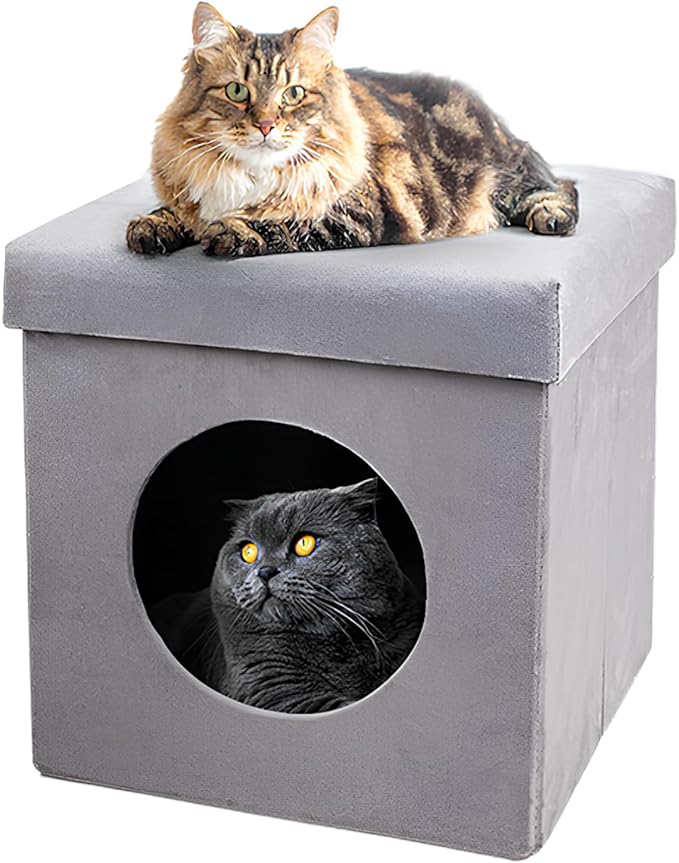 ASPCA-Indoor Cat Condo for Small Cats | Cozy Cat House for Indoor Cats & Kittens | Washable & Foldable | Compact Cat Houses & Condos for Play, Rest & Privacy | Easy to Assemble |12.5" x1.3.4"