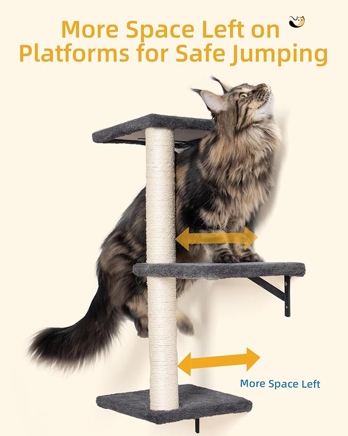 Aechonow Heavy Duty Cat Wall Shelves for Indoor Cats Large Adult, 17'' Large Hammock and Perch Bed for Wall, 5-in-1 Wall-Mounted Cat Climbing Set for Multi-Room Use