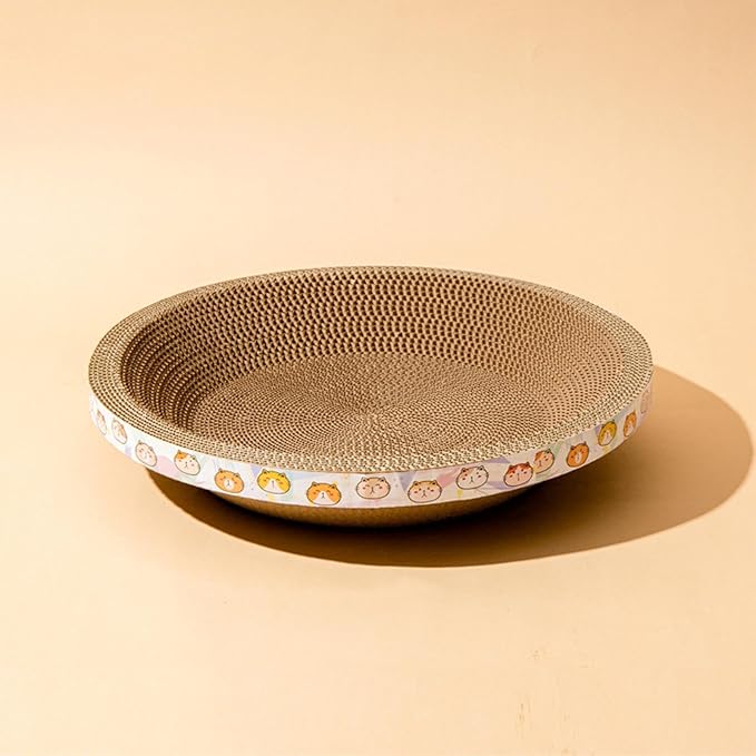 Round Cat Scratcher Bed, Cat Nest, for Indoor Cats, Corrugated Scratching Board, Cat Lounge Bed for Furniture Protector, Large