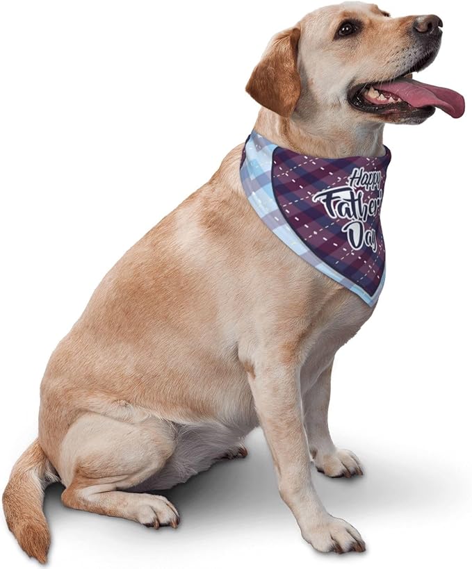 Happy Father's Day Dog Bandana Adjustable Reversible Triangle Dog Scarf Scarves Pet Bibs Costume Accessory Decor for Cats