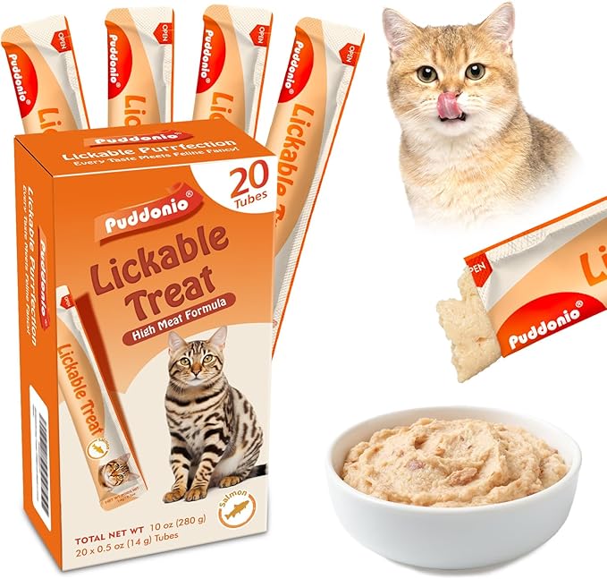 Lickable Cat Treats, High-Meat Puree, Grain & Gum Free, High Protein, No Additives, 0.5oz Tubes (Pack of 20)